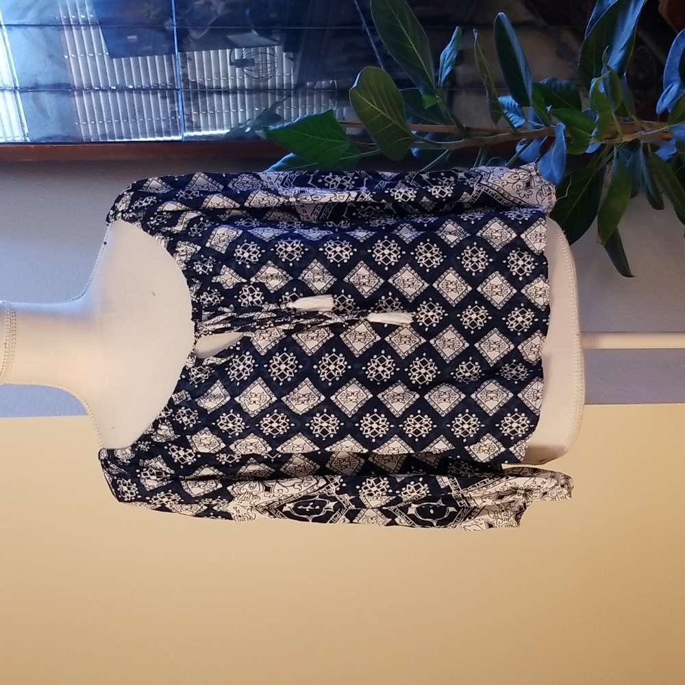 Faithful The Brand Blue & White Flowy Top